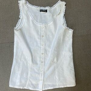 Vintage 80’s milk maid button front white tank size medium